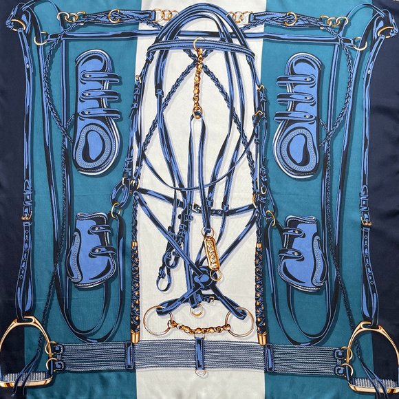 New Gucci Scarf Iconic Equestrian Logo Print Silk Wrap - Picture 1 of 11